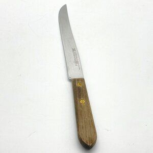 Vtg Ekco Geneva Forge Stainless Steel Meat‎ Carving Knife Wood Handle